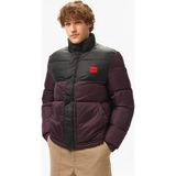 Hugo Water-Repellent Puffer Jacket With Red Logo Label Erkek Mor Mont - 543-Mor