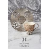 HUH Hac & Umre Hediyelik Fincan Takımı | Lüks Mermer Desenli Kahve Fincanı | 6 Kişilik Kahve Fincan Takımı | Altılı Fincan Seti