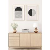 Huhuli Ahşap Çerçeveli Modern Tablo Seti Huhu143