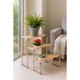 huhuli Ahşap Merdiven Tipi 3 Katlı Çiçeklik ve Saksılık Modüler Demonte 71 cm - Dekoratif Huhu1701