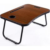 Huhuli Dekoratif Katlanır Laptop Sehpası Yatak Koltuk Üstü Kahvaltı Masası Bardaklıklı Tablet Yuvalı - Nacocome Desenli - 60 x 40 cm - Kahverengi