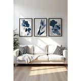 Huhuli Minimalist Geometrik Tema Siyah Ahşap Çerçeveli 3 Parça Tablo 70 x 50