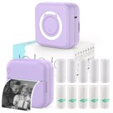 HUIJUTCHEN Mini Sticker Yazıcı - iPhone Termal Yazıcı için Mini Cep Yazıcısı 10 Rulo Termal Kağıt, Dergi, Not, Fotoğraf, Mor için