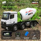 HUINA 1537 1/14 12CH Profesyonel RC Uzaktan Kumandalı İş Makinesi Metal Beton Mikser Çimento Kamyonu İnşaat Aracı Mixer Truck - Sesli ve Işıklı
