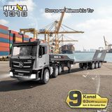 Huina Huına 1318 1/24 Rc Dorse ve Römorklu Tır Kamyon Uzaktan Kumandalı Iş Makinesi Rc Model - 2.4ghz Gerçekçi Similasyon Ses ve Işık Sistemi - Gri