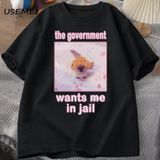 Hükümet Beni Hapishanede Istiyor Komik Kedi Meme T-Shirt Erkekler Için Kadın Aptal Kediler gr 2972 - Siyah - XL