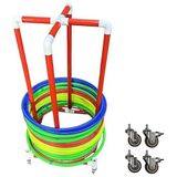 Hula Hoop çember standı, EPS ve jimnastik dersleri için tekerlekli PVC saklama rafı, yerden tasarruf sağlayan çember sunum arabası