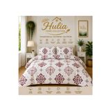 hulia home Ranforce Lastikli Çarşaflı Nevresim Takımı Çift Kişilik Pamuklu Yumuşak Doku 4 Mevsim Uygun kanaviçe desenli