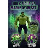 Hulk Figür 17 cm ve Işıklı Maske Seti Oyuncak Seti Figür ve Çocuk Maskesi 2'li Oyuncak Seti