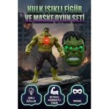 Hulk Figür 19 Cm Ve Işıklı Maske Seti Oyuncak Seti Figür Ve Çocuk Maskesi 2'Li Oyuncak Seti