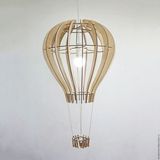 Hüma Çocuk Genç Odası Için Doğal Ahşap Mdf 3D Puzzle Lazer Kesim Uçan Balon Avize - Bej - 1