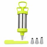 HUMAS Paslanmaz Çelik Krema Pompası, 3 Metal Uçlu Pasta ve Cupcake Süsleme Aparatı, Ergonomik Basmalı Krema Sıkacağı