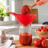 HUMAS Saplı Kavanoz Hunisi – Geniş Ağızlı Plastik Dolum Hunisi, Salça, Sos, Reçel ve Kuru Gıda Aktarma Aparatı (KIRMIZI)