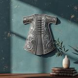 Humayun Osmanlı Kaftanı Duvar Dekoru Gümüş Tonlu Metal Tablo 45x37 cm Salon Ofis Duvar Süsü Hediye