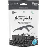 Humble Brush Floss Picks Charcoal 50 Adet | Kürdanlı Diş İpi Kömür Etkisi Nane Tadı