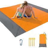 Humble Plaj Battaniyesi, 210 x 200CM Piknik Battaniyesi Ekstra Büyük Su Geçirmez 4 Sabit Çivili Plaj Matı, Plaj Için, Kamp-Turuncu (Yurt Dışından) - Gri - 1 Adet