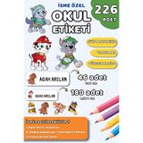 Hume Craft 226 Adet Kişiye Özel Okul Etiketi Kalem Defter Etiketi Özel Isim Yazılabilen Etiket PAW PATROL