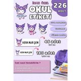 Hume Craft 226 Adet Kişiye Özel Okul Etiketi Kalem Defter Etiketi Özel Isim Yazılabilen Etiket Sanrio Kuromi