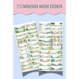 Hume Craft 2’li Manzara Washi Sticker Seti – Suluboya Temalı – (Ajanda, Defter, Bullet Journal , Scrabook)