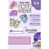 Hume Craft 90 Adet Kişiye Özel Okul Etiketi Kalem Defter Etiketi Özel Isim Yazılabilen Etiket Kelebek
