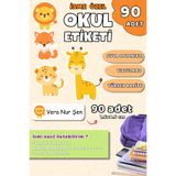 Hume Craft 90 Adet Kişiye Özel Okul Etiketi Kalem Defter Etiketi Özel Isim Yazılabilen Etiket Sevimli Hayvanlar