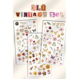 Hume Craft Kurutulmuş Çiçek Temalı Sticker Seti 3'lü 10x20 cm Bullet Journal ve Scrapbook İçin