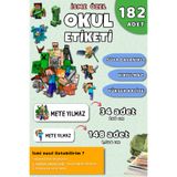 Hume Craft Minecraft Temalı İsme Özel Okul Etiketi Kalem ve Defter İçin