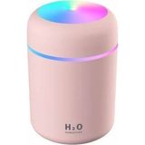 Humidifier Hava Nemlendirici USB Buhar Makinesi Işıklı Oda Araç Aroma Difüzörü H2O - Pembe