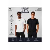 hummel 2'li Paket Erkek Basic Spor Tişört %95 Pamuk %5 Elastan Siyah Beyaz