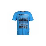 Hummel Dean Erkek Mavi Baskılı Bisiklet Yaka Tişört, S, 910246-8448