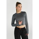Hummel Dolby Crop Uzun Kollu Tişört Kadın Nefes Alabilir Kumaş ile Şık Tasarım - Gri - XL