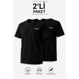 hummel Jullian Siyah Erkek 2'li Pamuklu Bisiklet Yaka Günlük Tişört