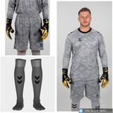 Hummel Line Kaleci Forması+Kaleci Şortu+Profesyonel Çorap Üçlü Takım - Gri - XL