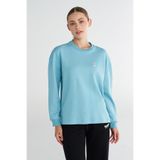 Hummel Melton Kadın Mavi Bisiklet Yaka Sweatshirt, L