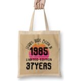 Humuts 1985 Birthday Gift Made Born in 1985 Gift 37TH Year Old Birthday Gift Vintage Style Bez Kadın Günlük Çanta