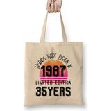 Humuts 1987 Birthday Gift Made Born in 1987 Gift 35TH Year Old Birthday Gift Vvintage Style Bez Kadın Günlük Çanta