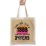Humuts 1988 Birthday Gift Made Born in 1988 Gift 34 Year Old Birthday Gift Vintage Style Bez Kadın Günlük Çanta