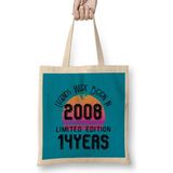 Humuts 2008 Birthday Gift - Made, Born In 2008 Gift - 14 Year Old Birthday Gift Vintage Style Bez Çanta