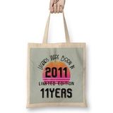 Humuts 2011 Birthday Gift - Made, Born In 2011 Gift - 11 Year Old Birthday Gift Vintage Style Bez Çanta