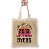 Humuts 2013 Birthday Gift -Made, Born In 2013 Gift - 9 Year Old Birthday Gift Vintage Style Bez Çanta