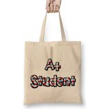 Humuts A Plus Student Cute A+ Student Awesome Honor Roll Student School Bez Uzun Saplı Açık Bej Rengi Çanta