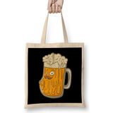 Humuts Adorable Mustachioed Beer Drinking Joke Drinkers Bez Uzun Saplı Açık Bej Rengi Çanta