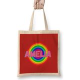 Humuts Amelia -Name Personalized Custom - Vintage Retro Rainbow Style Design Gift Baby-Gift For Her Bez Çanta