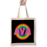 Humuts Ava Name Personalized Custom Vintage Retro Rainbow Style Design Gift Baby Gift For Her Bez Uzun Saplı Açık Bej Rengi Çanta