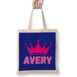 Humuts Avery Name Personalized Custom Vintage Retro Rainbow Style Design Gift Baby Gift For Her Bez Uzun Saplı Açık Bej Rengi Çanta
