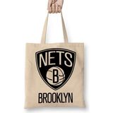 Humuts Basketbol Takımı Brooklyn Nets Bez Uzun Saplı Açık Bej Rengi Çanta