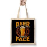 Humuts Beer Helps Me Tolerate Your Stupid Face Funny Beer Uzun Saplı Açık Bej Bez Çanta