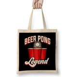Humuts Beer Pong Legend Funny Beirut Beerpong College Uzun Saplı Açık Bej Bez Çanta