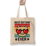 Humuts Best Cat Dad Ever Retro Design For Cats Lover Dads Aşk Kedi Bez Çanta