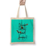 Humuts Books Funny Coffee Drinks Lover Gift Quote Vintage Retro Rainbow Style Bez Çanta